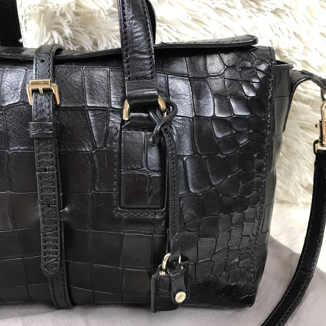 MULBERRY Hand Shoulder Bag Tote Purse 2way Leather Black Authentic