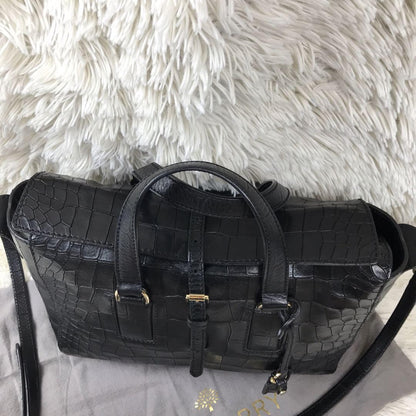 MULBERRY Hand Shoulder Bag Tote Purse 2way Leather Black Authentic