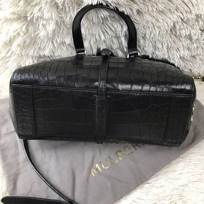 MULBERRY Hand Shoulder Bag Tote Purse 2way Leather Black Authentic