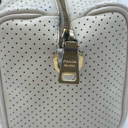 PRADA Hand Bag Tote Purse Logo Leather White Pink Authentic