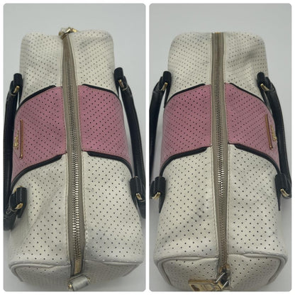 PRADA Hand Bag Tote Purse Logo Leather White Pink Authentic