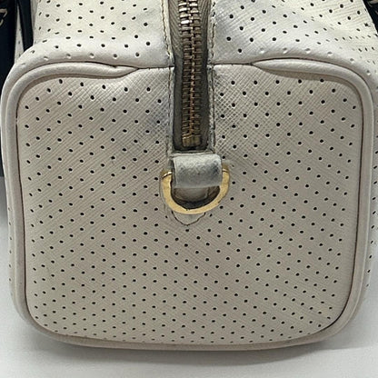PRADA Hand Bag Tote Purse Logo Leather White Pink Authentic