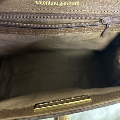 Valentino Garavani Hand Shoulder Bag Tote Purse 2way Leather Brown Authentic