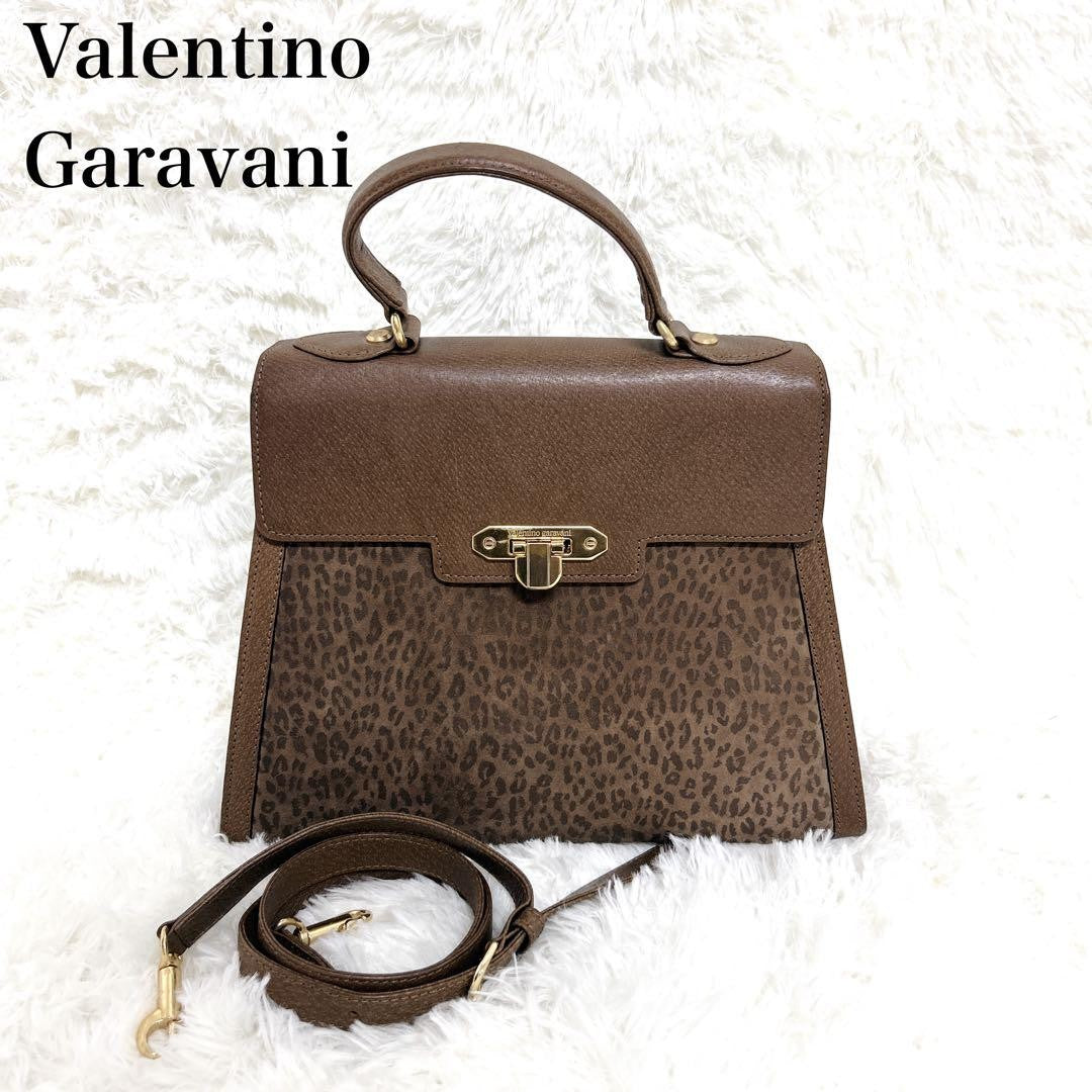 Valentino Garavani Hand Shoulder Bag Tote Purse 2way Leather Brown Authentic