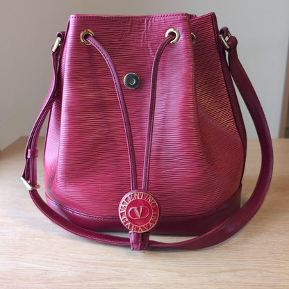 Valentino Garavani Shoulder Bag Purse Logo Leather Red Authentic