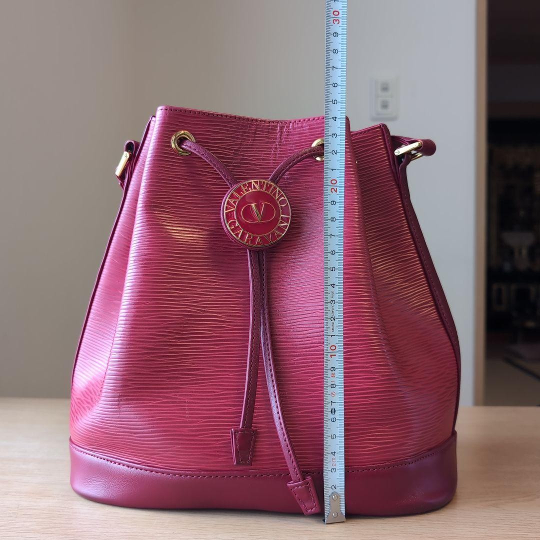 Valentino Garavani Shoulder Bag Purse Logo Leather Red Authentic