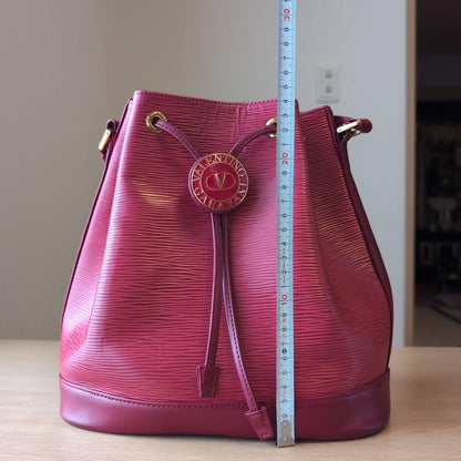 Valentino Garavani Shoulder Bag Purse Logo Leather Red Authentic