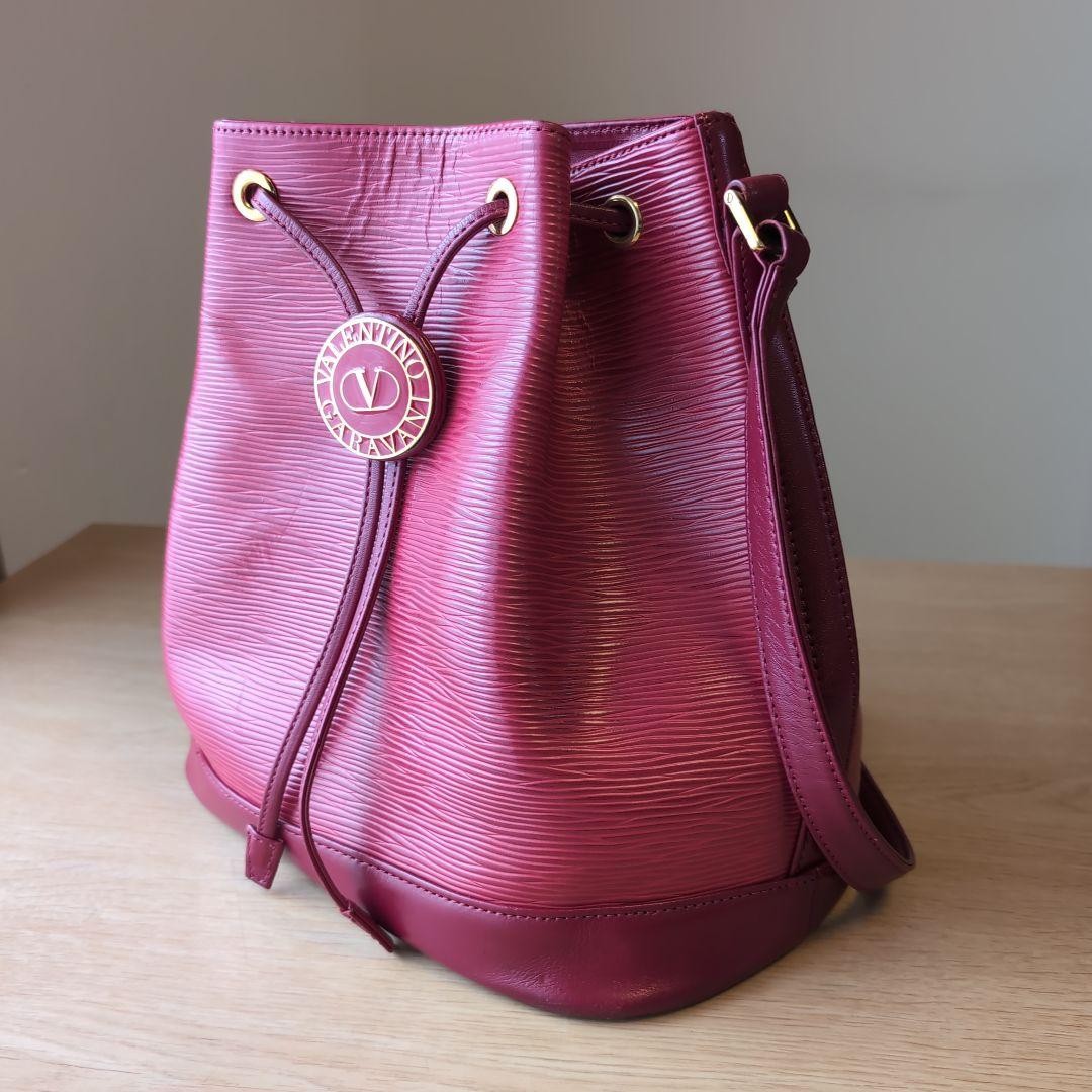 Valentino Garavani Shoulder Bag Purse Logo Leather Red Authentic