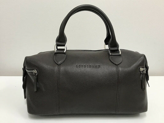 Longchamp Hand Bag Tote Purse Dark Brown Authentic