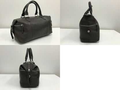 Longchamp Hand Bag Tote Purse Dark Brown Authentic