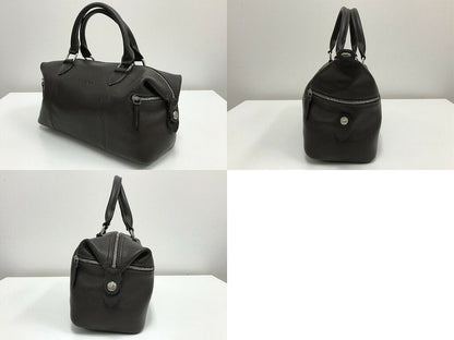 Longchamp Hand Bag Tote Purse Dark Brown Authentic