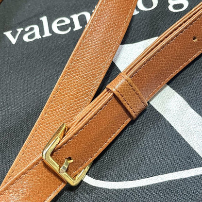 Valentino Garavani Shoulder Bag Purse Logo Leather Brown Authentic