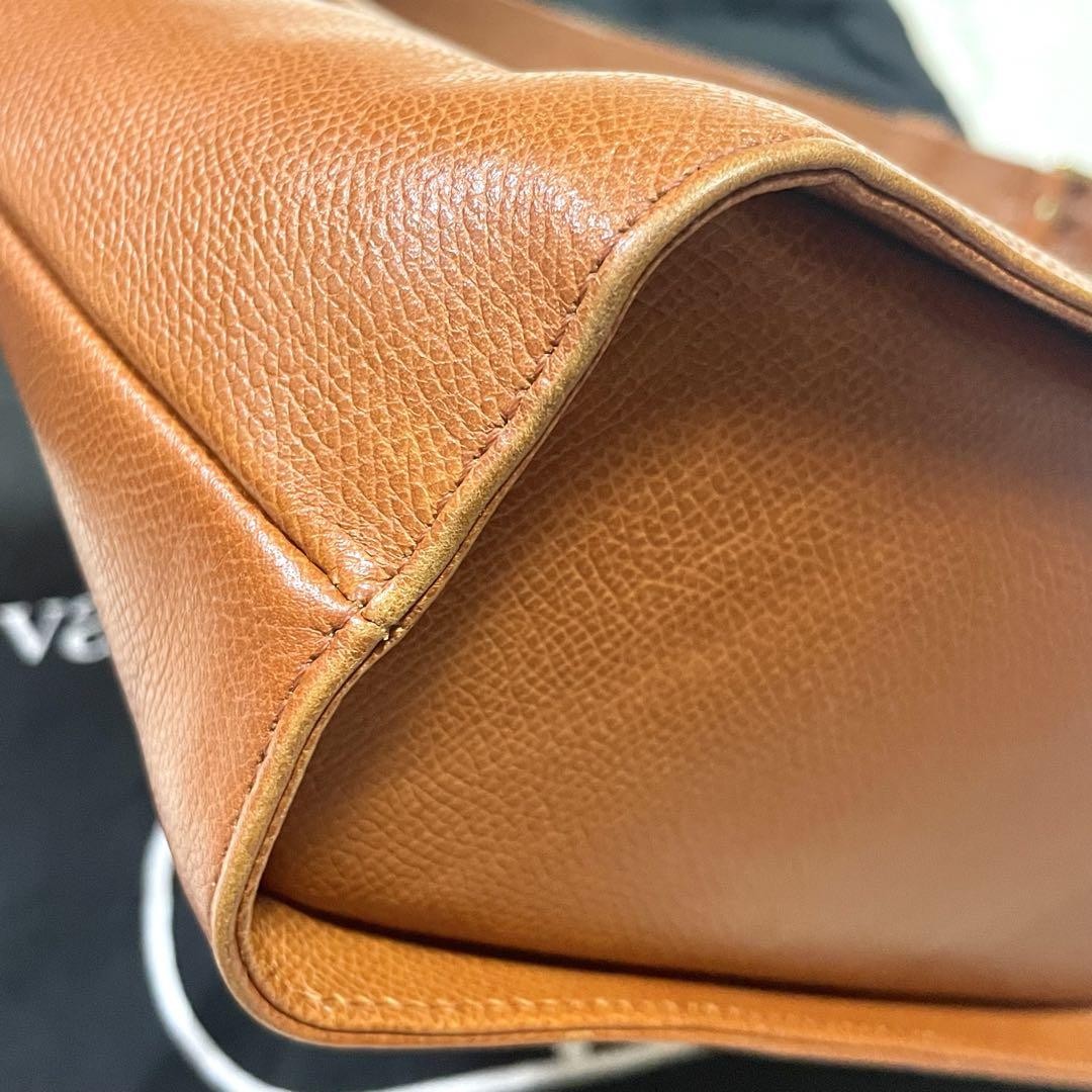 Valentino Garavani Shoulder Bag Purse Logo Leather Brown Authentic