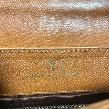 Valentino Garavani Shoulder Bag Purse Logo Leather Brown Authentic