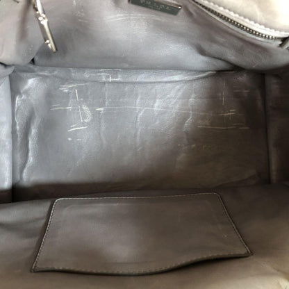 PRADA Hand Shoulder Bag Tote Purse 2way Logo Suede Gray Authentic