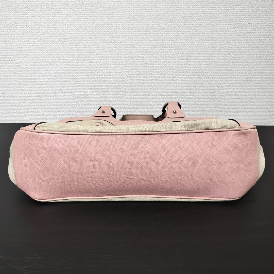 Salvatore Ferragamo Hand Bag Tote Purse Gancini Leather Pink Light Beige Auth