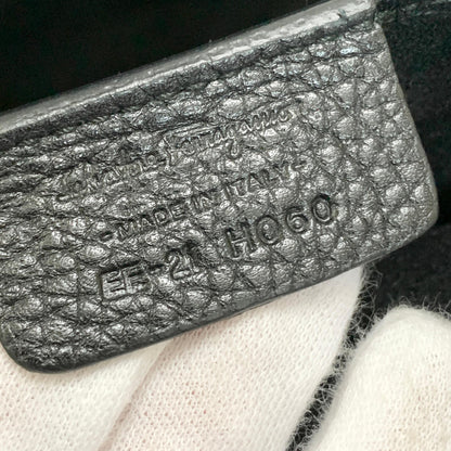 Salvatore Ferragamo Gancini Bag Handbag Tote Purse Leather Black Authentic Used