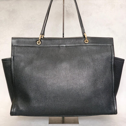 Salvatore Ferragamo Gancini Bag Handbag Tote Purse Leather Black Authentic Used