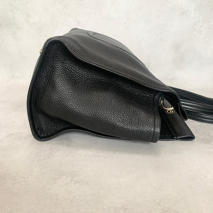 Salvatore Ferragamo Gancini Bag Handbag Tote Purse Leather Black Authentic Used