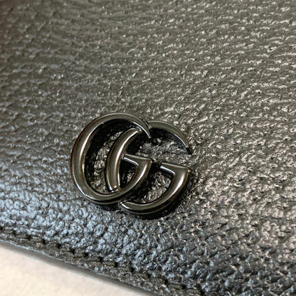 GUCCI GG Marmont Coin Case Card Holder Wallet Leather Black Authentic Used