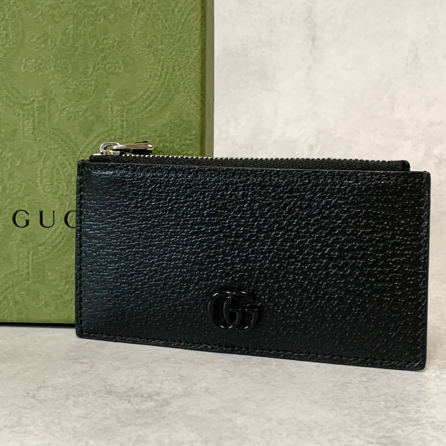 GUCCI GG Marmont Coin Case Card Holder Wallet Leather Black Authentic Used