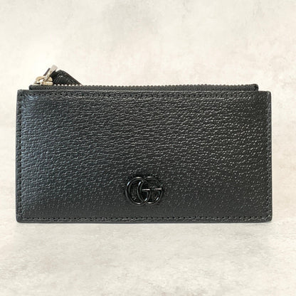 GUCCI GG Marmont Coin Case Card Holder Wallet Leather Black Authentic Used