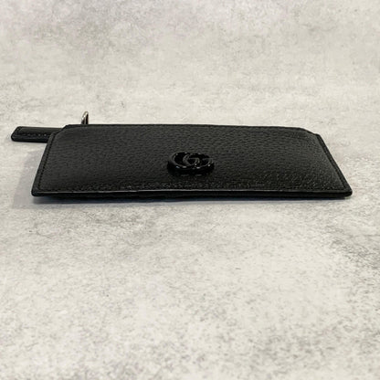 GUCCI GG Marmont Coin Case Card Holder Wallet Leather Black Authentic Used