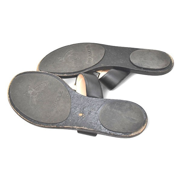 GUCCI Sandals Shoes GG EU 38.5 US 8.5 Leather Black Authentic