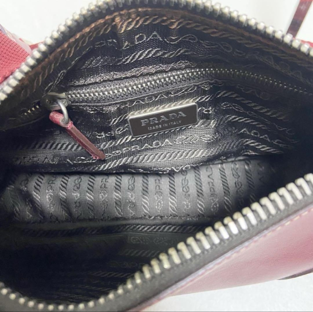 PRADA Shoulder Bag Purse Leather Red Authentic
