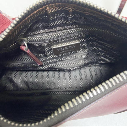 PRADA Shoulder Bag Purse Leather Red Authentic