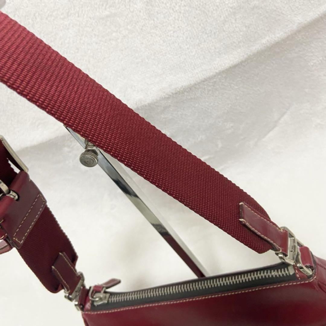 PRADA Shoulder Bag Purse Leather Red Authentic