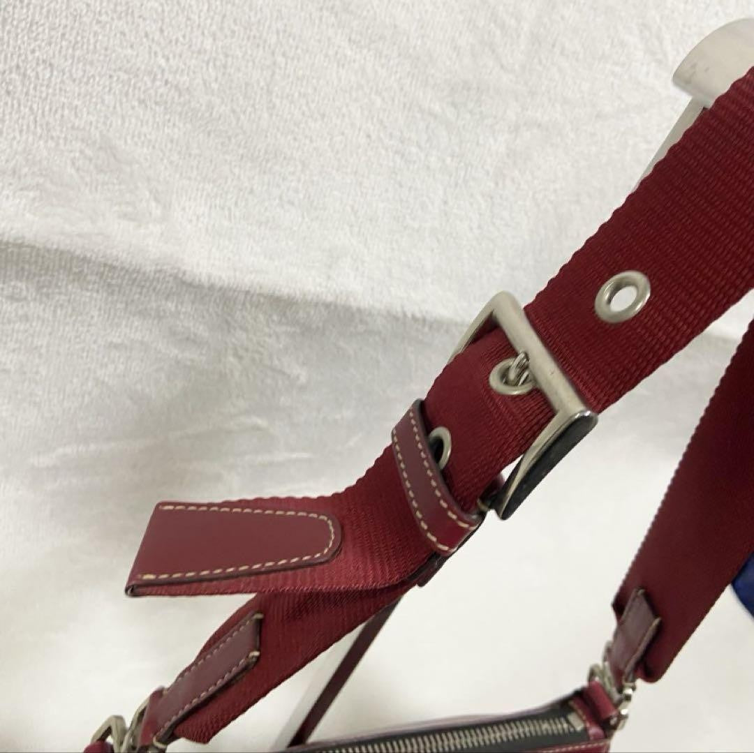 PRADA Shoulder Bag Purse Leather Red Authentic