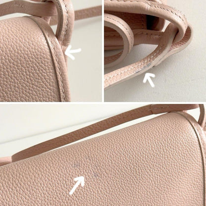 Longchamp Shoulder Bag Purse Leather Light Pink Authentic
