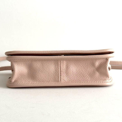 Longchamp Shoulder Bag Purse Leather Light Pink Authentic