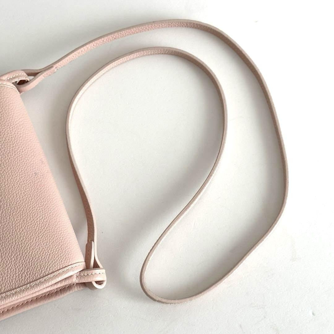 Longchamp Shoulder Bag Purse Leather Light Pink Authentic