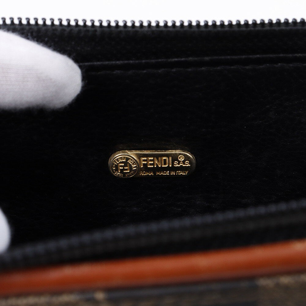 FENDI Shoulder Bag Purse 2way PVC Leather Black Gray Brown Authentic