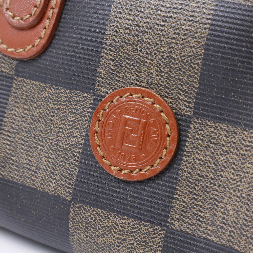 FENDI Shoulder Bag Purse 2way PVC Leather Black Gray Brown Authentic