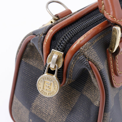 FENDI Shoulder Bag Purse 2way PVC Leather Black Gray Brown Authentic