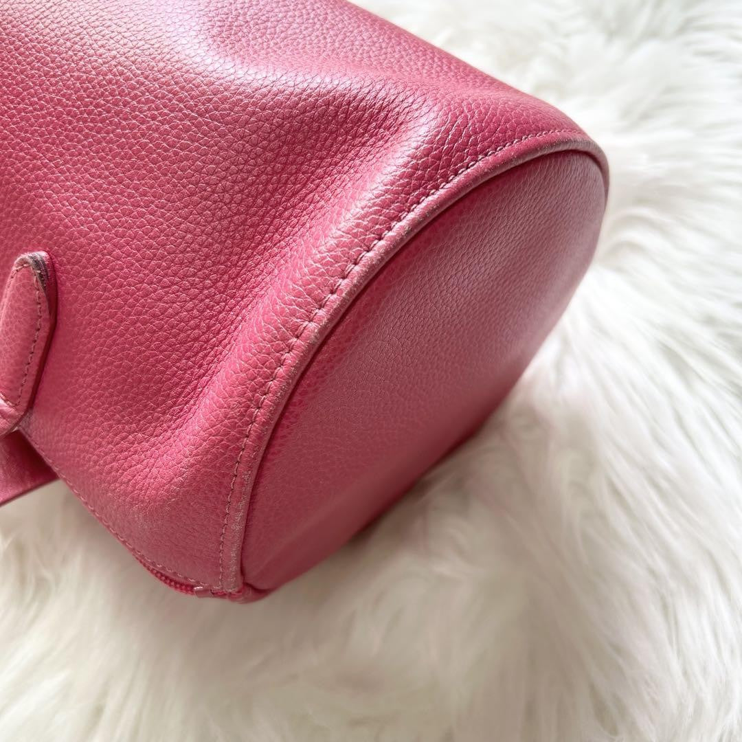 Longchamp handbag Purse Pink Leather Mini Boston Bag Authentic Used Women's