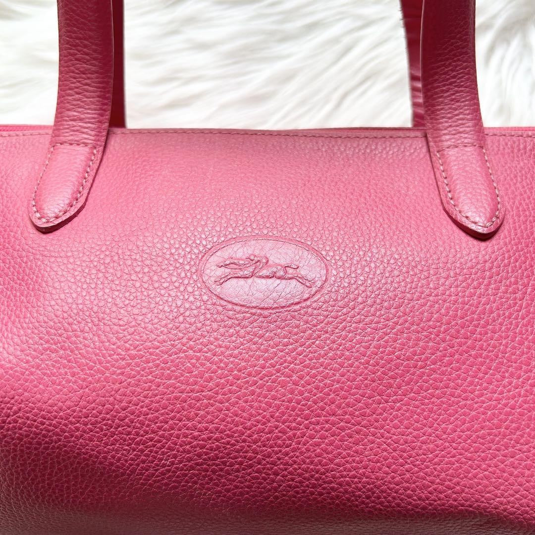 Longchamp handbag Purse Pink Leather Mini Boston Bag Authentic Used Women's