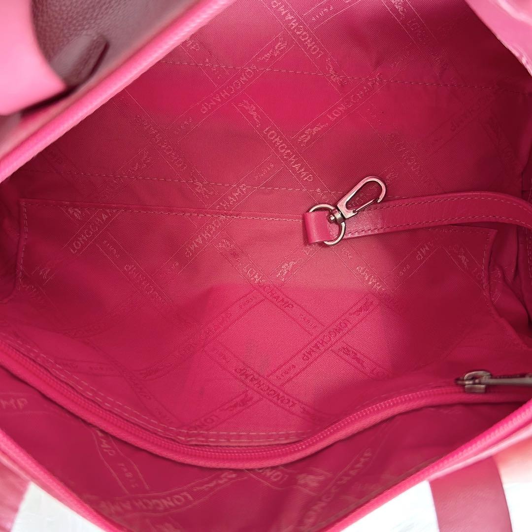Longchamp handbag Purse Pink Leather Mini Boston Bag Authentic Used Women's