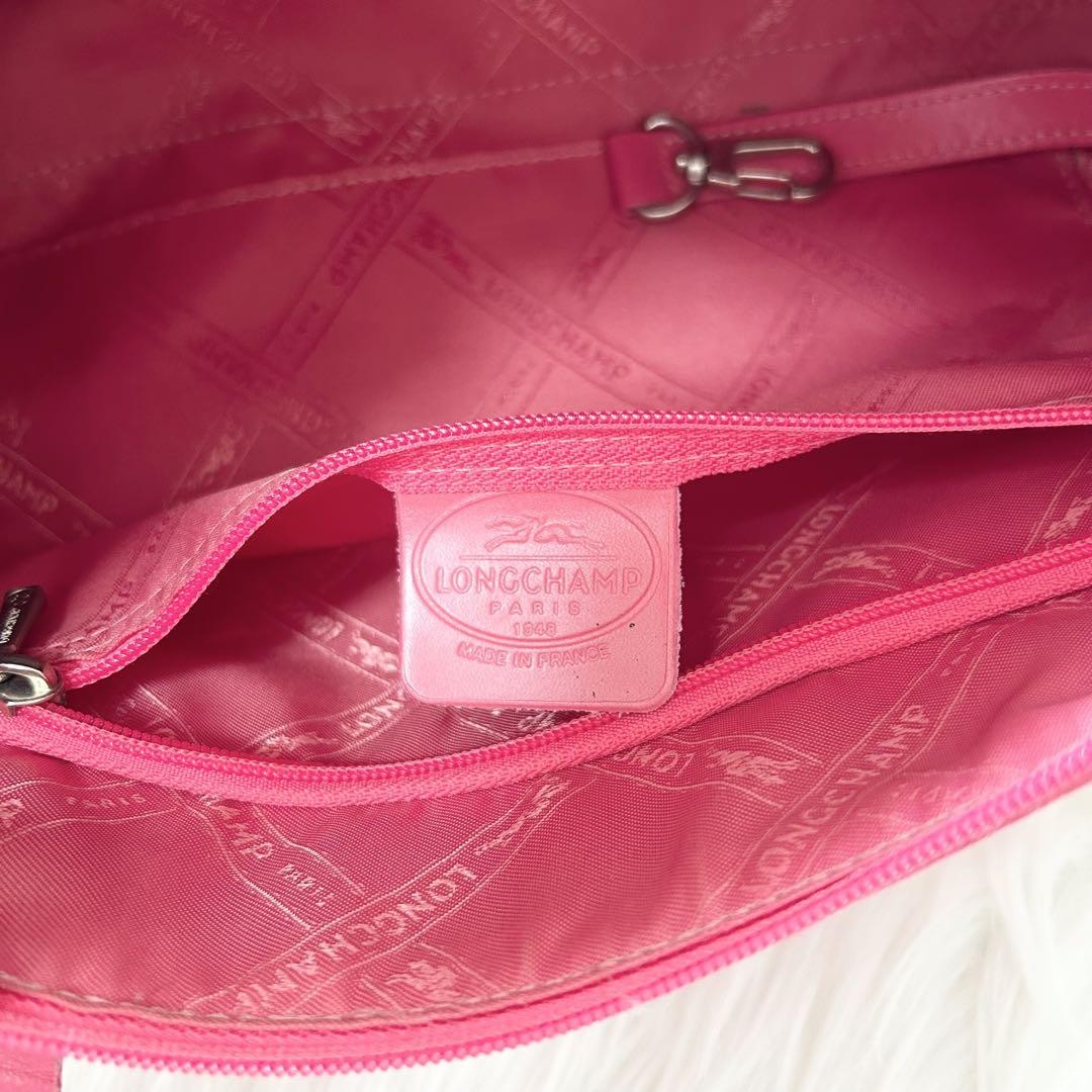 Longchamp handbag Purse Pink Leather Mini Boston Bag Authentic Used Women's
