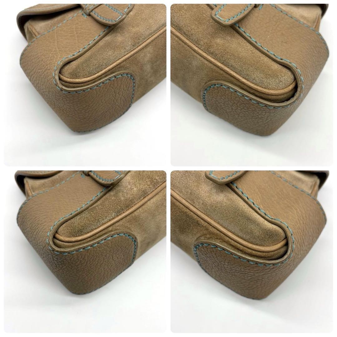 TOD'S Shoulder Bag Purse Suede Leather Brown Authentic