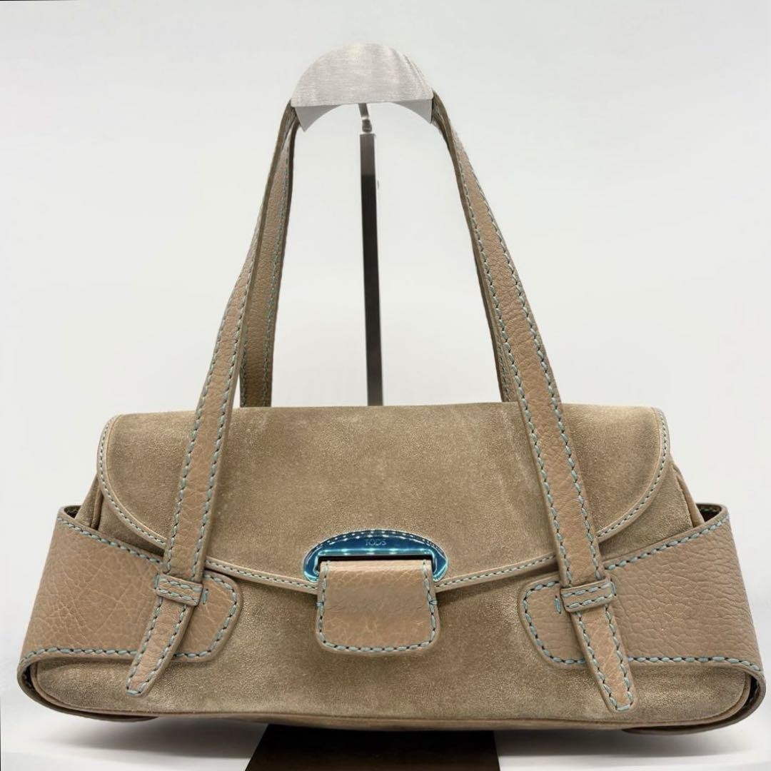 TOD'S Shoulder Bag Purse Suede Leather Brown Authentic