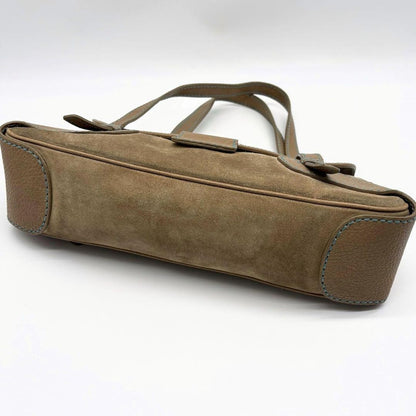 TOD'S Shoulder Bag Purse Suede Leather Brown Authentic