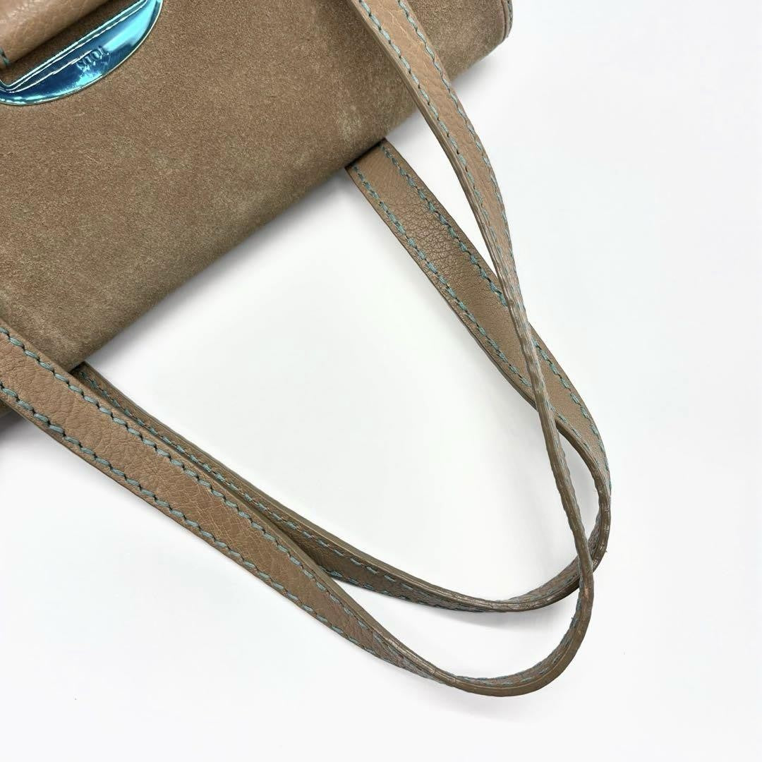 TOD'S Shoulder Bag Purse Suede Leather Brown Authentic