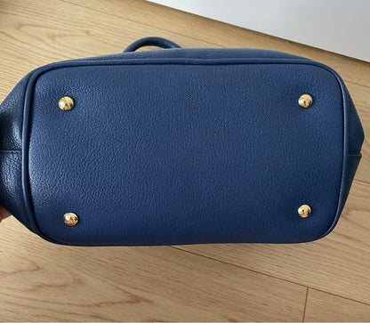 MIU MIU Purse Handbag convertible Logo Tote Bag Leather Blue Gold Used Women's