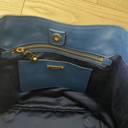 MIU MIU Purse Handbag convertible Logo Tote Bag Leather Blue Gold Used Women's