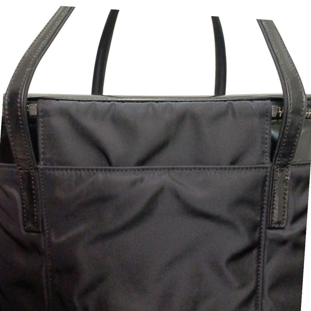 VERSACE Vanity Hand Bag Tote Purse Sunburst Nylon Leather Black Authentic