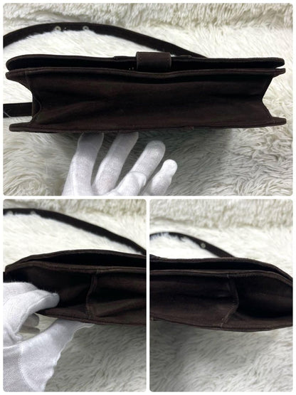 Saint Laurent Shoulder Bag Purse Suede Brown Authentic